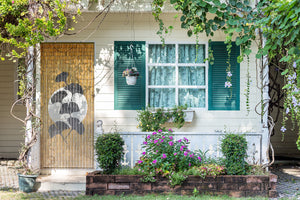 Rideau de porte en bâtonnets de bambou peints à la main - Ginkgo
