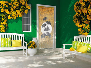 Rideau de porte en bâtonnets de bambou peints à la main - Ginkgo