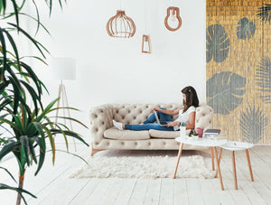 Rideau de porte en bâtonnets de bambou peints à la main - Palme