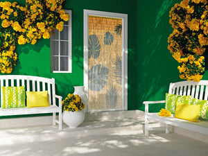 Rideau de porte en bâtonnets de bambou peints à la main - Palme