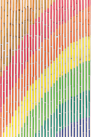 Rideau de porte en bâtonnets de bambou peints à la main - Rainbow