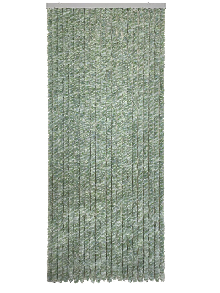 Rideau de porte chenille - Chiné Vert / Gris / Blanc / Bleu - Flash