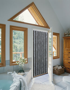 Rideau de porte chenille - Gris / Noir - Florence