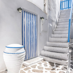 ANTILLES - Blanc/Bleu - Rideau de porte lanières