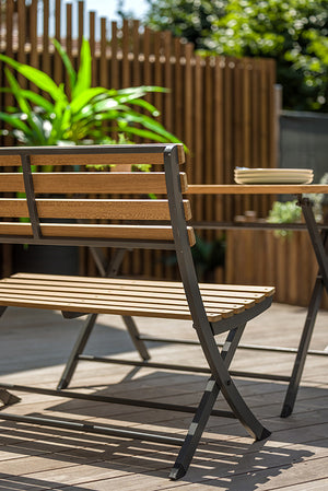 Ensemble repas pliant en teck et aluminium 4 pièces - PORTO RICO - 4 pers