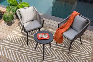 Salon détente en aluminium et corde tressée 3 pièces - AMORGOS - 2 pers.