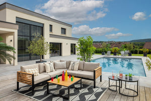 Salon détente en aluminium et teck 3 pièces - MARTINIQUE - 5 pers.