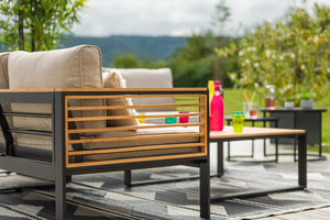 Salon détente en aluminium et teck 3 pièces - MARTINIQUE - 5 pers.