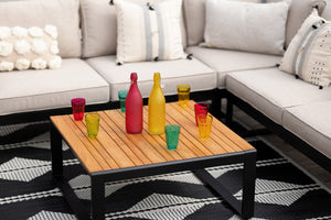 Salon détente en aluminium et teck 3 pièces - MARTINIQUE - 5 pers.