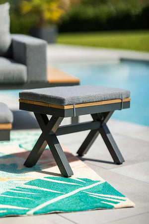 Salon repas en aluminium et teck 5 pièces - GUADELOUPE - 8 pers.