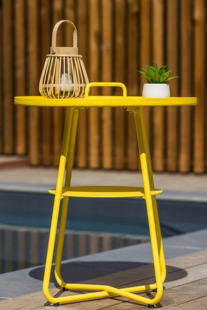 Table basse ronde jaune en aluminium - THASOS