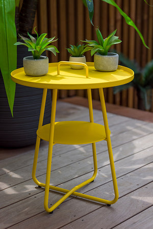 Table basse ronde jaune en aluminium - THASOS