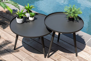 Table basse gigogne ronde grise en acier traité - ANTIPAROS