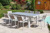Table de jardin allongeable en aluminium Gris Perle VEDRA - 10/12 pers. + Fauteuils Gris Perle VEDRA