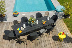 Table de jardin rectangulaire extensible en aluminium gris - 8/12 pers - PALMA