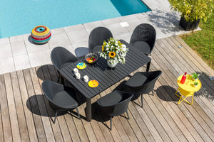 Table de jardin rectangulaire extensible en aluminium gris - 8/12 pers - PALMA