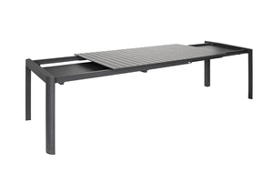 Table de jardin rectangulaire extensible en aluminium gris - 8/12 pers - PALMA