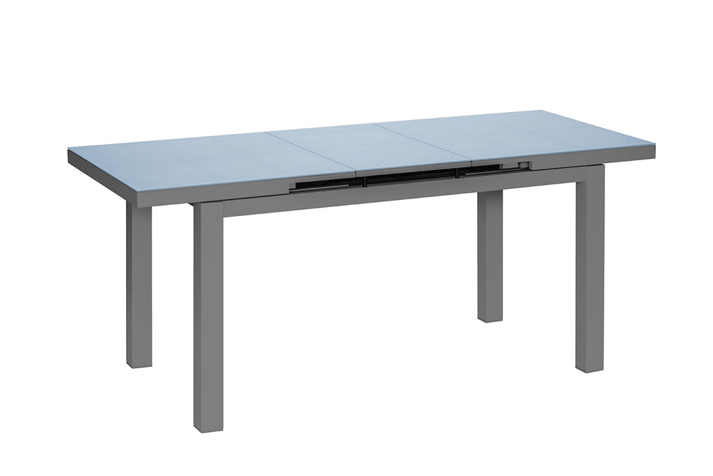 Table de jardin allongeable en aluminium + Plateau verre Texturé Fumé - IBIZA