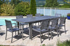 Table de jardin allongeable en aluminium aspect Teck Grisé - SANTORIN - 8/10 pers.