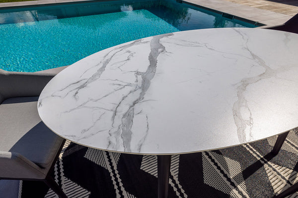 Table de jardin en aluminium et plateau verre céramique - FORMENTERA