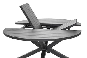 Table de jardin ronde allongeable en aluminium gris - PALMA