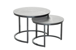 Tables basses gigognes rondes grises en aluminium - CLIPPERTON