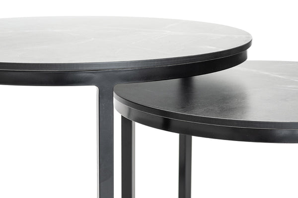 Tables basses gigognes rondes grises en aluminium - CLIPPERTON