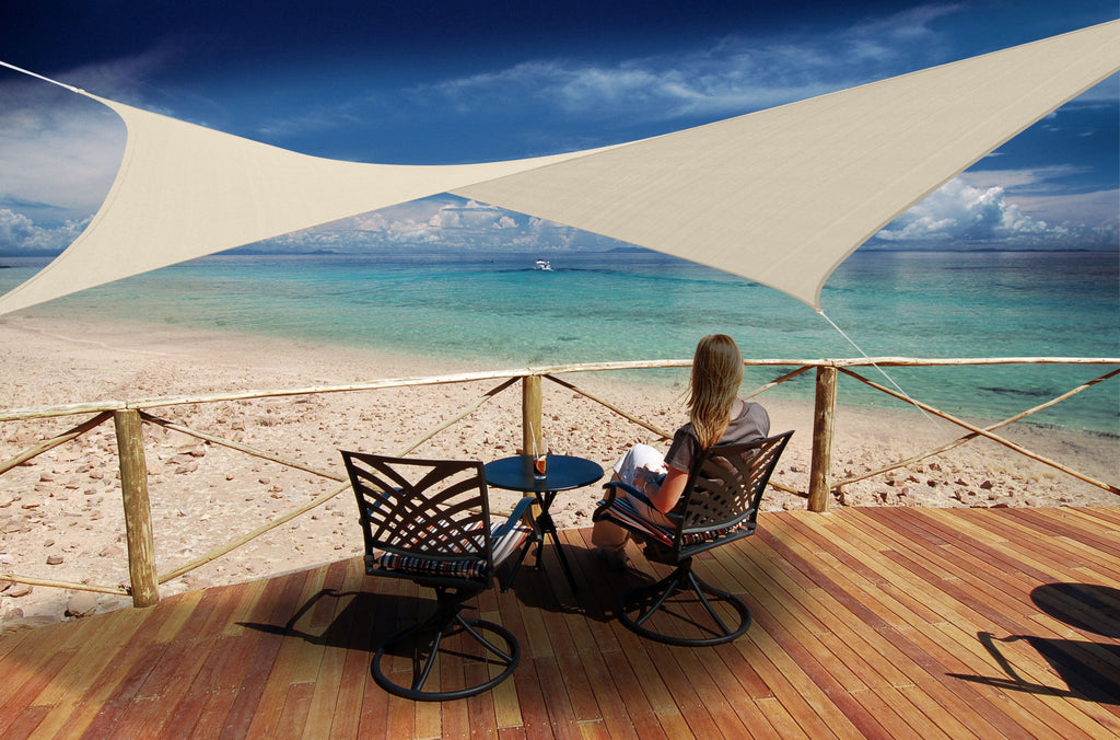 Voile d'ombrage carré tressé - 3.60m - AUSTRAL - SABLE