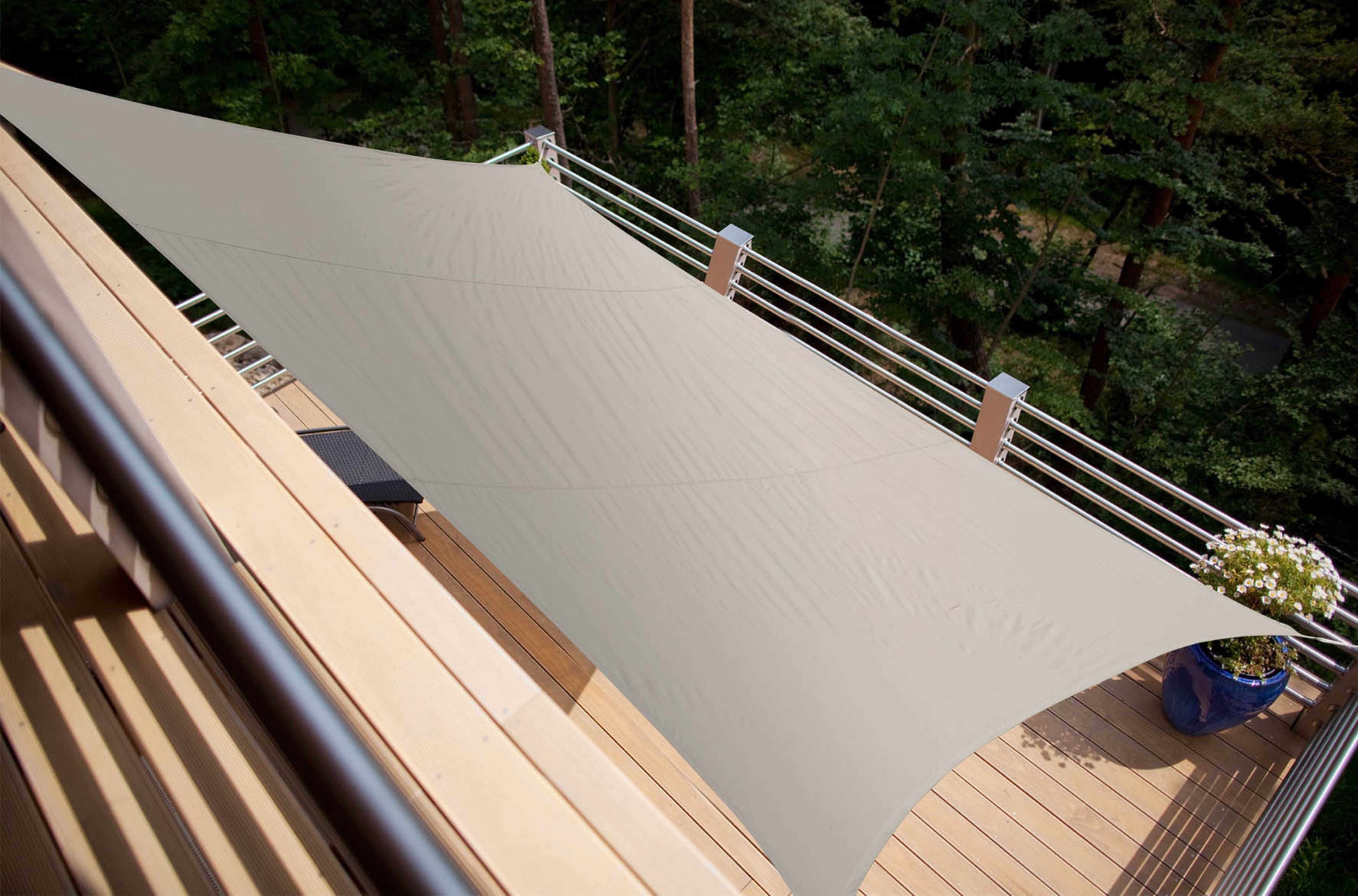 Voile D'ombrage Rectangle 3x4m Beige - Protection UV Pour Terrasse Et Jardin - Imperméable