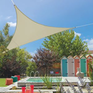 Voile d'ombrage triangulaire + Élasthanne - 3.60m - FLEX - IVOIRE
