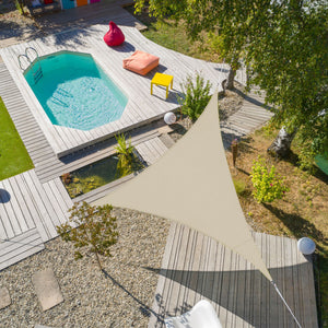 Voile d'ombrage triangulaire + Élasthanne - 5m - FLEX - IVOIRE